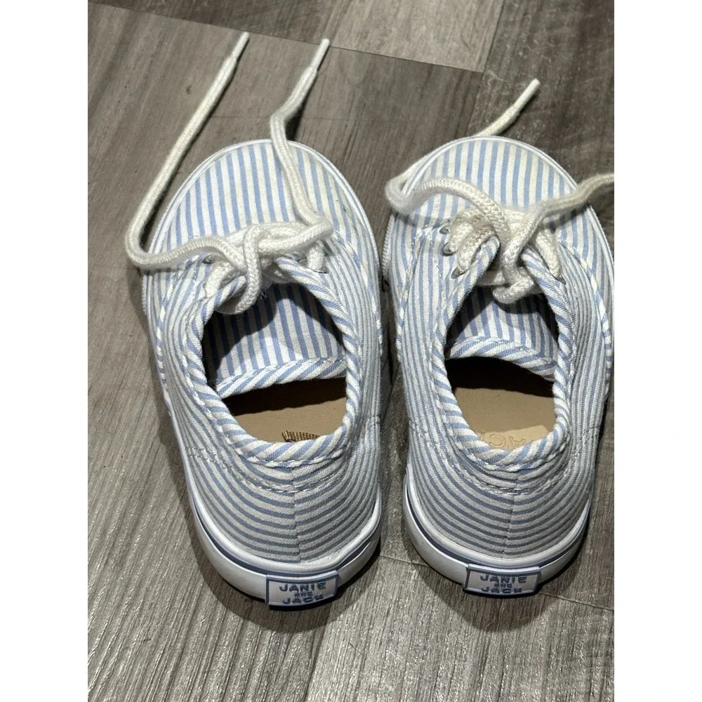 Janie and Jack Toddler Shoes Blue/White Striped Soft Soles Sz 7